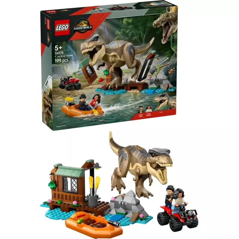 LEGO Dinosaurier-Bauset T. rex River Escape 76975 — 199 Teile, 2 Minifiguren, Alter 5+