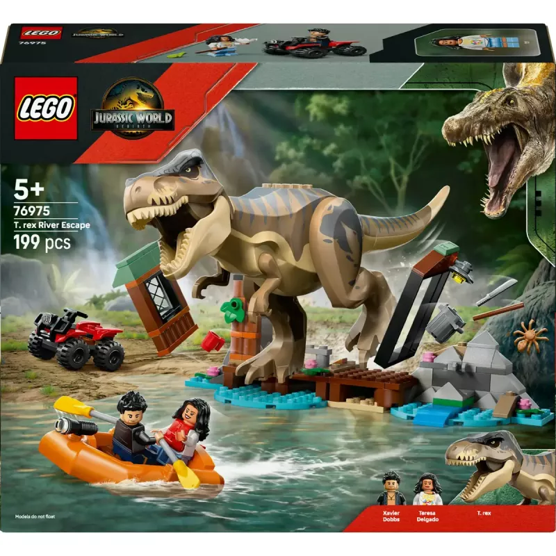 LEGO Dinosaurier-Bauset T. rex River Escape 76975 — 199 Teile, 2 Minifiguren, Alter 5+