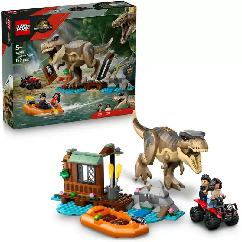 LEGO Dinosaurier-Bauset T. rex River Escape 76975 — 199 Teile, 2 Minifiguren, Alter 5+