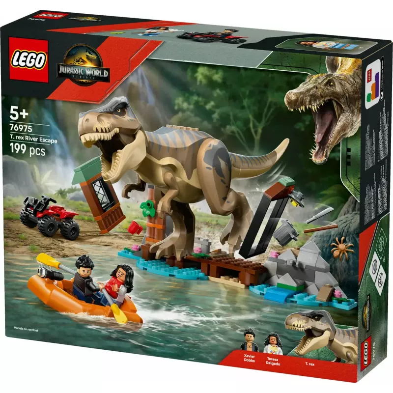 LEGO Dinosaurier-Bauset T. rex River Escape 76975 — 199 Teile, 2 Minifiguren, Alter 5+