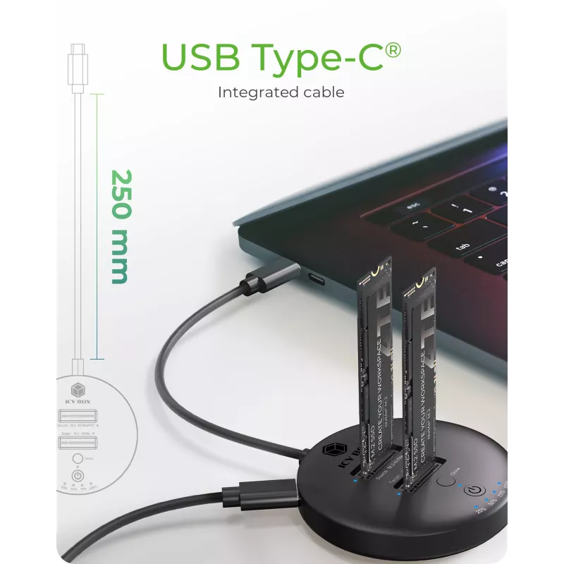ICY BOX IB-1612MCL-C31 USB 3.2 Gen 2 (3.1 Gen 1) Typ-C Schwarz