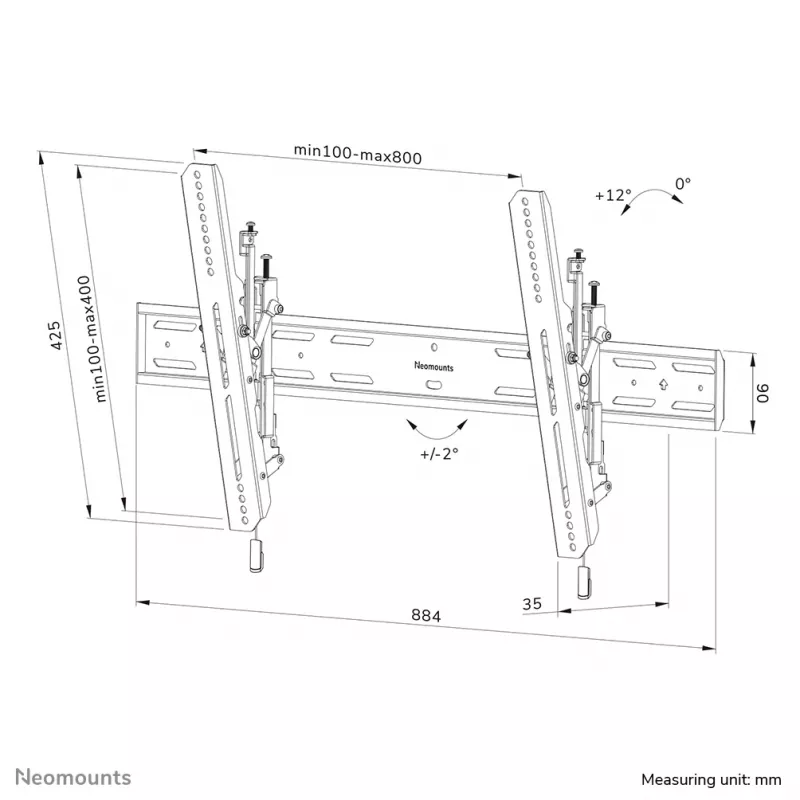 Neomounts WL35S-850BL18 TV-Wandhalterung 43-86 Zoll - neigbar - abschließbar - schnelle Installation