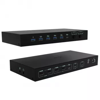 ITEC i-tec USB-C KVM Dock PRO für drei Hosts, Dual-Video, 2x Power Delivery (max. 92W), USB 3.2, 10 Gbit/s, Gigabit-Ethernet