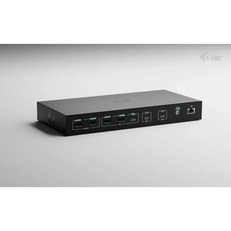ITEC i-tec USB-C KVM Dock PRO für drei Hosts, Dual-Video, 2x Power Delivery (max. 92W), USB 3.2, 10 Gbit/s, Gigabit-Ethernet