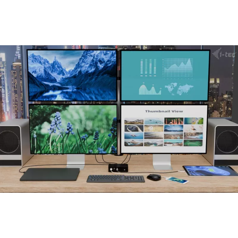 i-tec Thunderbolt5 Quattro Display Docking Station, 5x USB, 2,5 GLAN + Power Delivery 140W