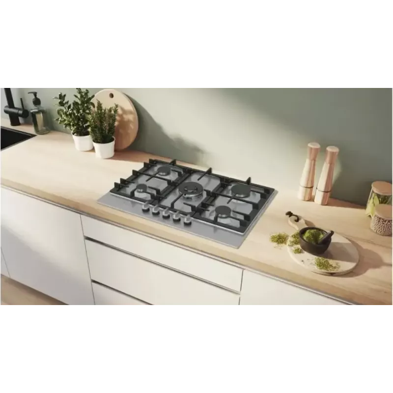 Bosch Serie 6 PCQ7A5I90 Kochfeld Edelstahl Einbau 75 cm Gas 5 Zone(n)