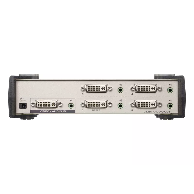 ATEN 4-Port DVI Audio/Video-Splitter, DVI, 4x DVI-I, 1920 x 1200 Pixel, Schwarz, Silber, Metall, Full HD