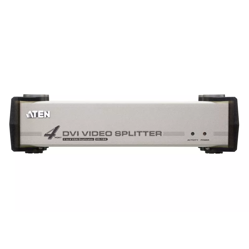 ATEN 4-Port DVI Audio/Video-Splitter, DVI, 4x DVI-I, 1920 x 1200 Pixel, Schwarz, Silber, Metall, Full HD