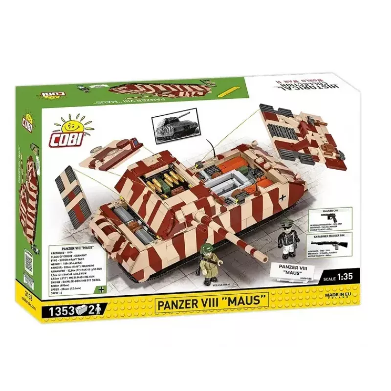 Cobi Bausteine Panzer VIII Maus Modellbausatz Maßstab 1:35 COBI-3138, detaillierte Militärfahrzeug-Nachbildung