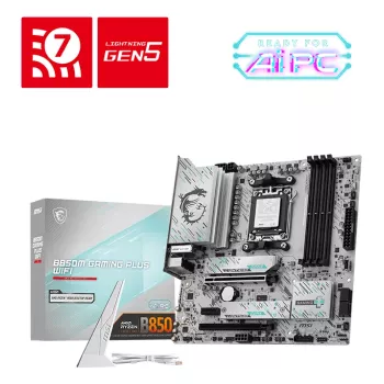Motherboard MSI B850M GAMING PLUS WIFI — AMD B850, Sockel AM5, micro ATX, DDR5, 4x DIMM, 3x M.2, Wi‑Fi 7, 5 Gb LAN