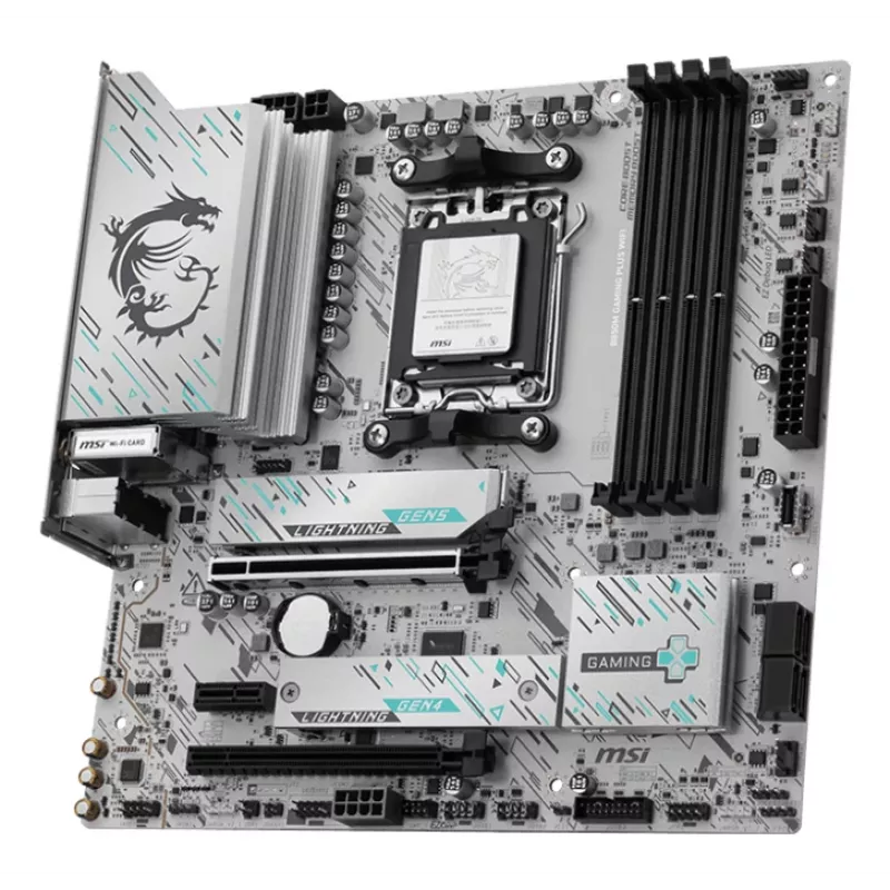 Motherboard MSI B850M GAMING PLUS WIFI — AMD B850, Sockel AM5, micro ATX, DDR5, 4x DIMM, 3x M.2, Wi‑Fi 7, 5 Gb LAN