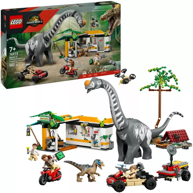 LEGO Jurassic World Set 76973 — Raptor & Titanosaurus mit 3 Figuren, 582 Teilen, ab 7 Jahren