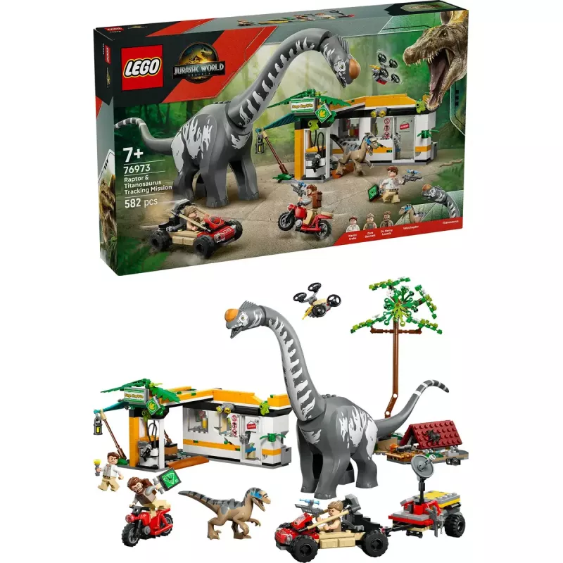 LEGO Jurassic World Set 76973 — Raptor & Titanosaurus mit 3 Figuren, 582 Teilen, ab 7 Jahren