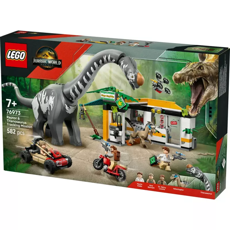 LEGO Jurassic World Set 76973 — Raptor & Titanosaurus mit 3 Figuren, 582 Teilen, ab 7 Jahren