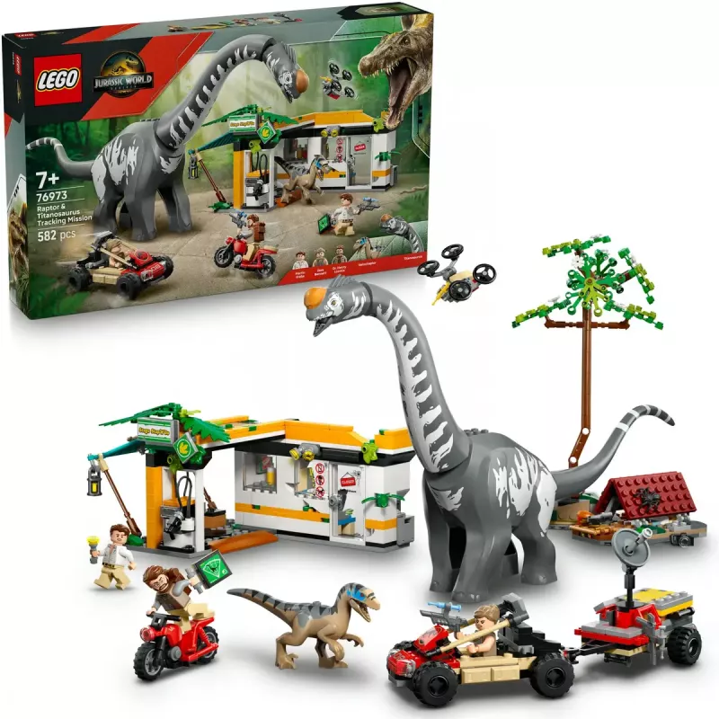 LEGO Jurassic World Set 76973 — Raptor & Titanosaurus mit 3 Figuren, 582 Teilen, ab 7 Jahren