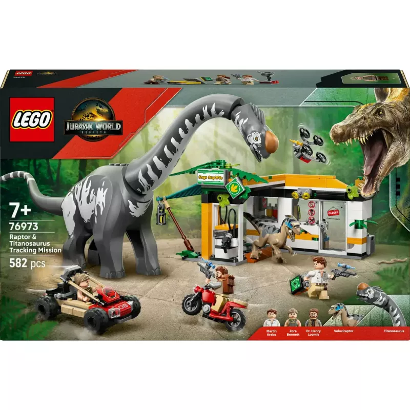 LEGO Jurassic World Set 76973 — Raptor & Titanosaurus mit 3 Figuren, 582 Teilen, ab 7 Jahren