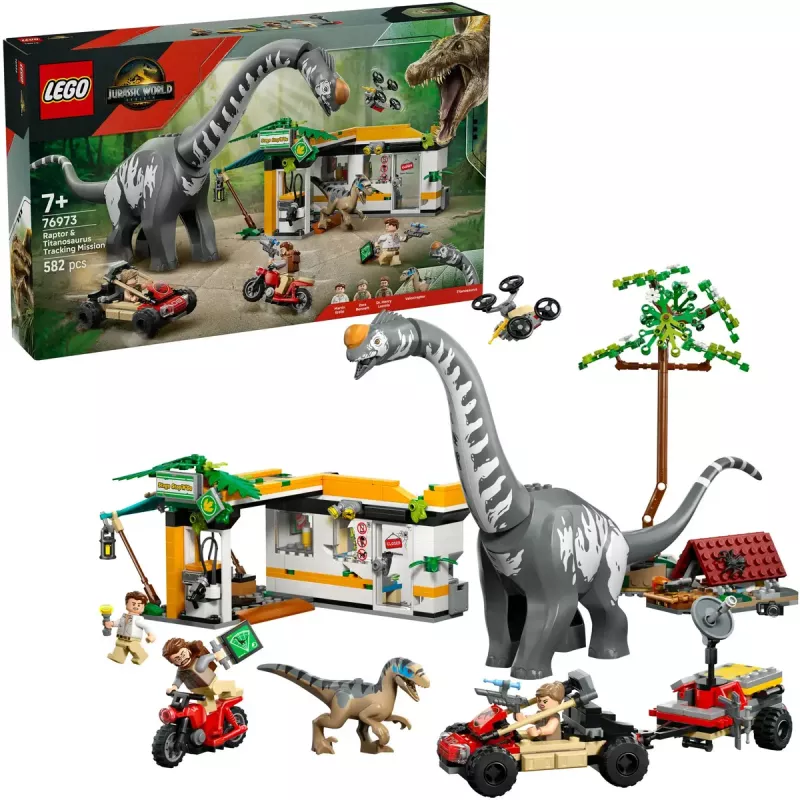 LEGO Jurassic World Set 76973 — Raptor & Titanosaurus mit 3 Figuren, 582 Teilen, ab 7 Jahren