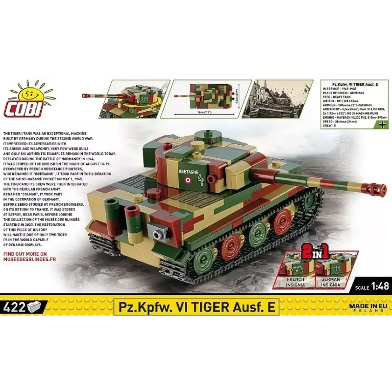 Cobi Pz.Kpfw. VI Tiger Ausf. E Modellbausatz im Maßstab 1:35, detailliertes Klemmbausteinset