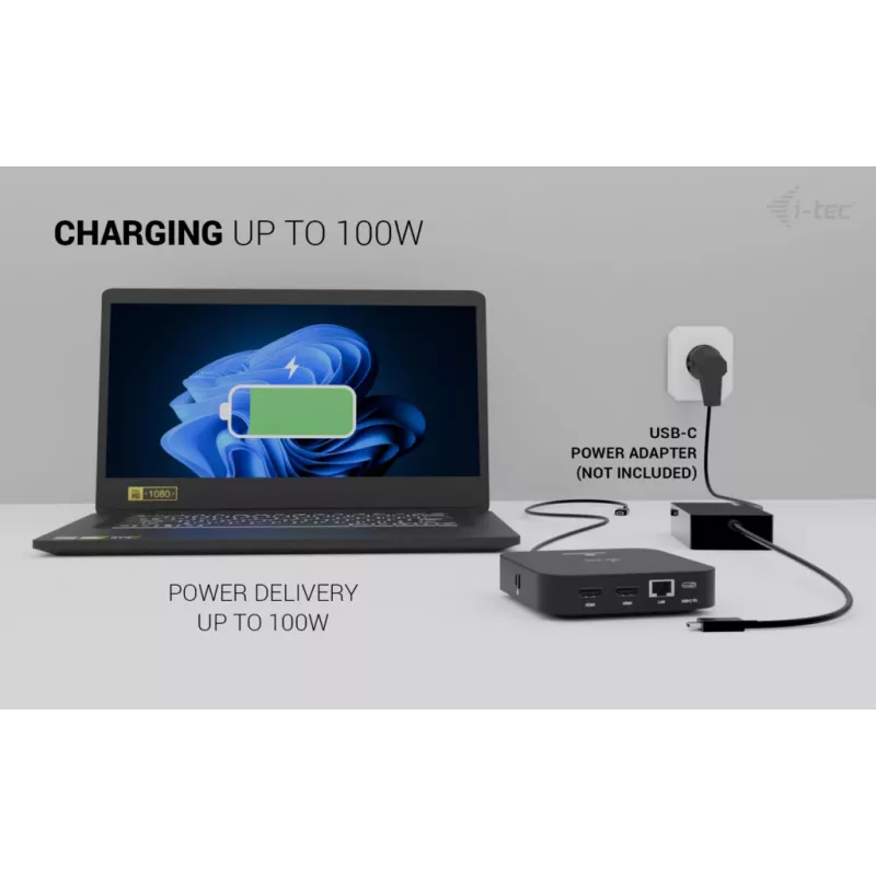 Dockingstation ITEC USB-C Dual HDMI C31DUALHDMIDOCKPD — Dual 4K 60Hz, 100W Power Delivery