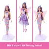 Barbie-Puppe Fantasy-Mode-Set mit Zubehör, darunter Meerjungfrauenschwanz, Feenflügel und Halsketten