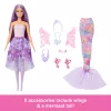 Barbie-Puppe Fantasy-Mode-Set mit Zubehör, darunter Meerjungfrauenschwanz, Feenflügel und Halsketten