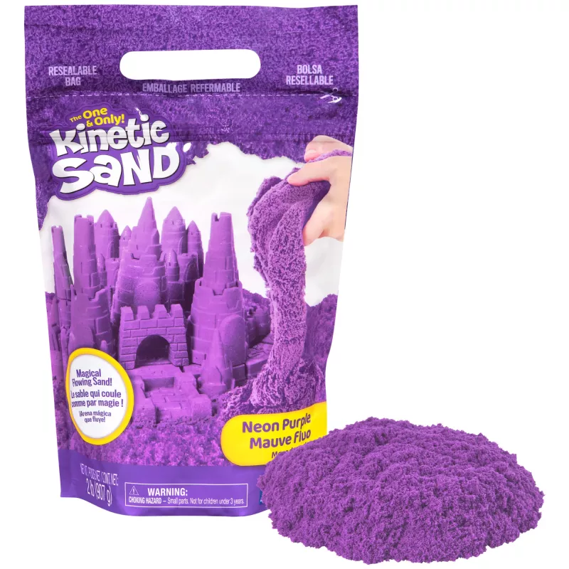 Kinetic Sand, 2 Pfund lila Spielsand, formbare sensorische Spielzeuge für Kinder, wiederverschließbarer Beutel (Verpackung kann variieren), ab 3 Jahren