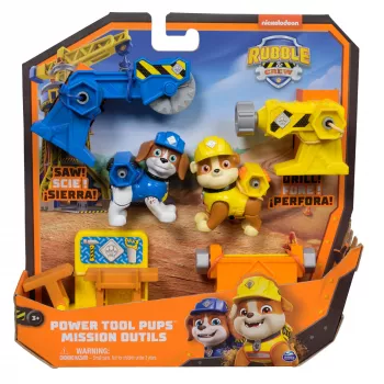 Figurenset Usorteret Rubble & Wheeler Power Tool Pups mit 2 Werkzeugen und 2 Bauzubehörteilen, ab 3 Jahren