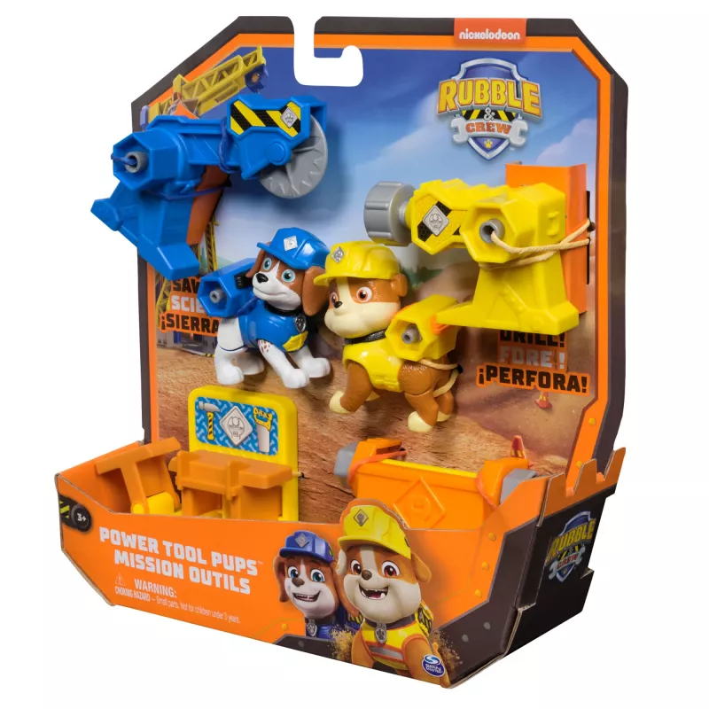 Figurenset Usorteret Rubble & Wheeler Power Tool Pups mit 2 Werkzeugen und 2 Bauzubehörteilen, ab 3 Jahren