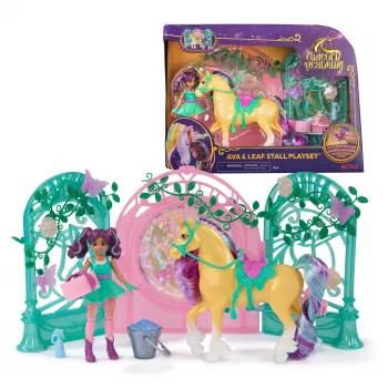 Unicorn Academy, Ava-Puppe & Farbwechsel-Blatt-Stall-Spielset, Ostergeschenk-Idee, 15 Zubehörteile, Puppen & Einhorn-Spielzeug für Mädchen ab 4 Jahren