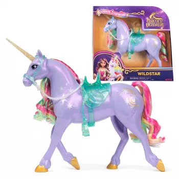 Spin Master Unicorn Academy Wildstar Einhornfigur 11 Zoll mit durchscheinendem Sattel und Zaumzeug, mehrfarbig, Kunststoff, für Kinder ab 4 Jahren