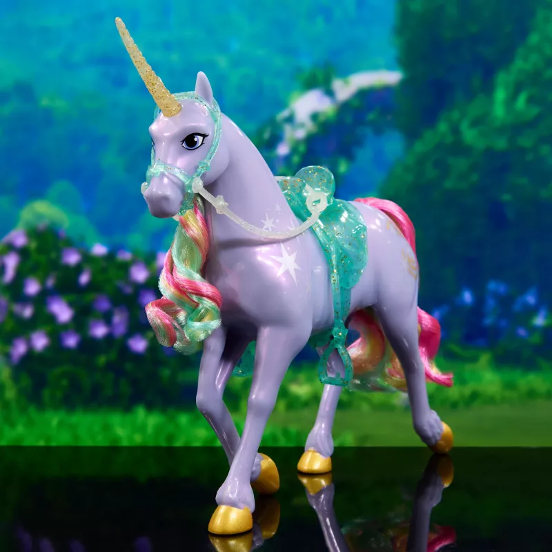 Spin Master Unicorn Academy Wildstar Einhornfigur 11 Zoll mit durchscheinendem Sattel und Zaumzeug, mehrfarbig, Kunststoff, für Kinder ab 4 Jahren