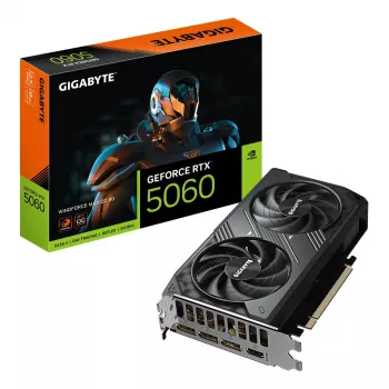 Grafikkarte GIGABYTE GeForce RTX 5060 8GB GDDR7, PCIe 5.0, 3840 CUDA, WINDFORCE 2X, 199×116×40 mm