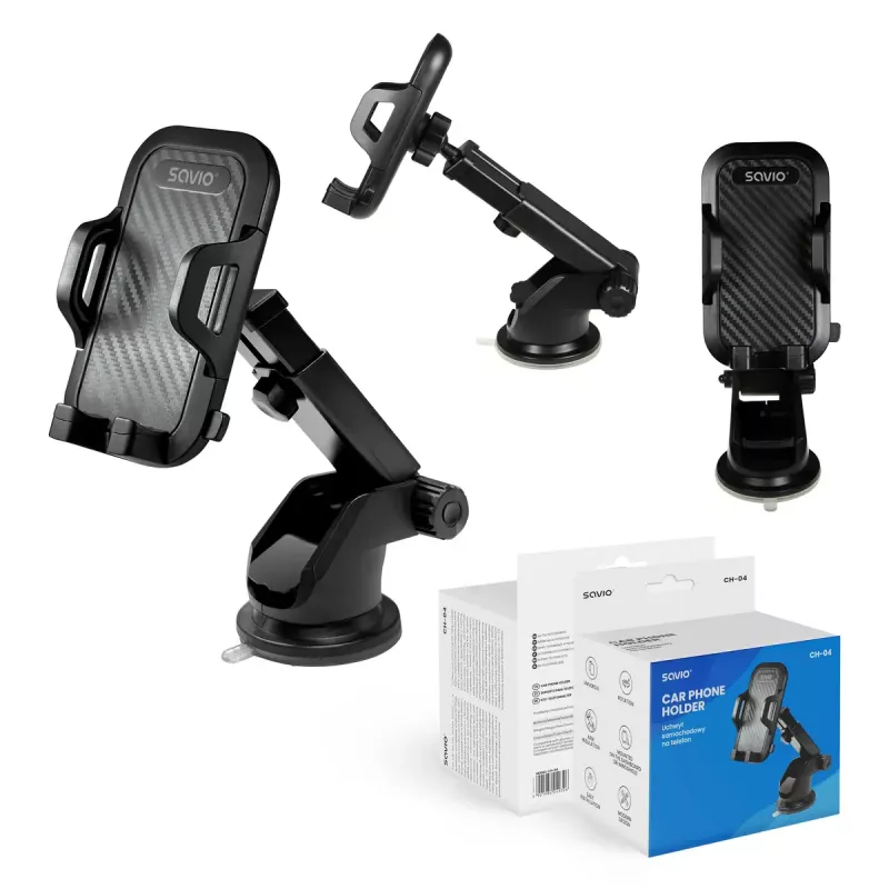 Handygriff SAVIO CH-04, Silikon, schwarz, langlebige Schutzvorrichtung, Gewicht 163 g