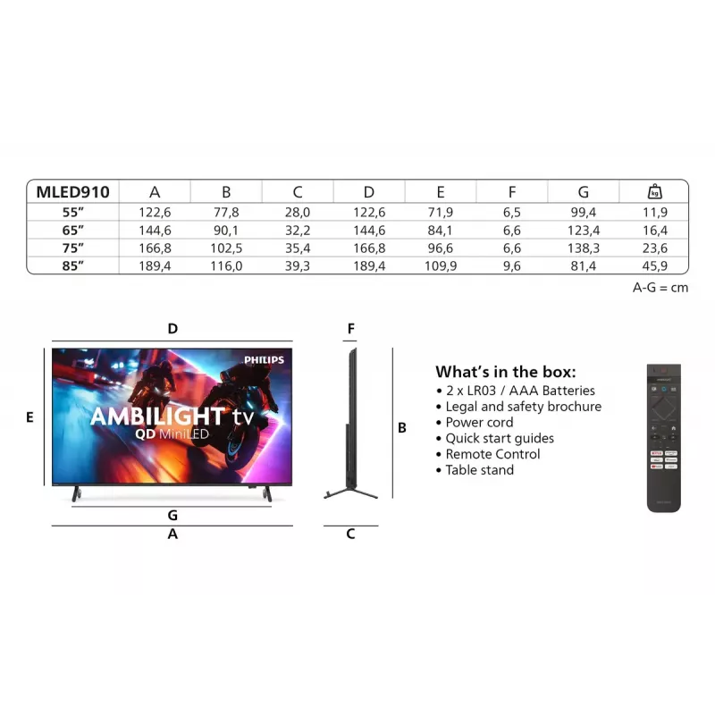 Philips 85MLED910/12 85 Zoll 4K Ultra HD QD-Mini LED Fernseher