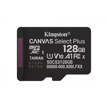 Kingston Technology 128GB micSDXC Canvas Select Plus Gen3 150R A1 Einzelpackung w/o ADP