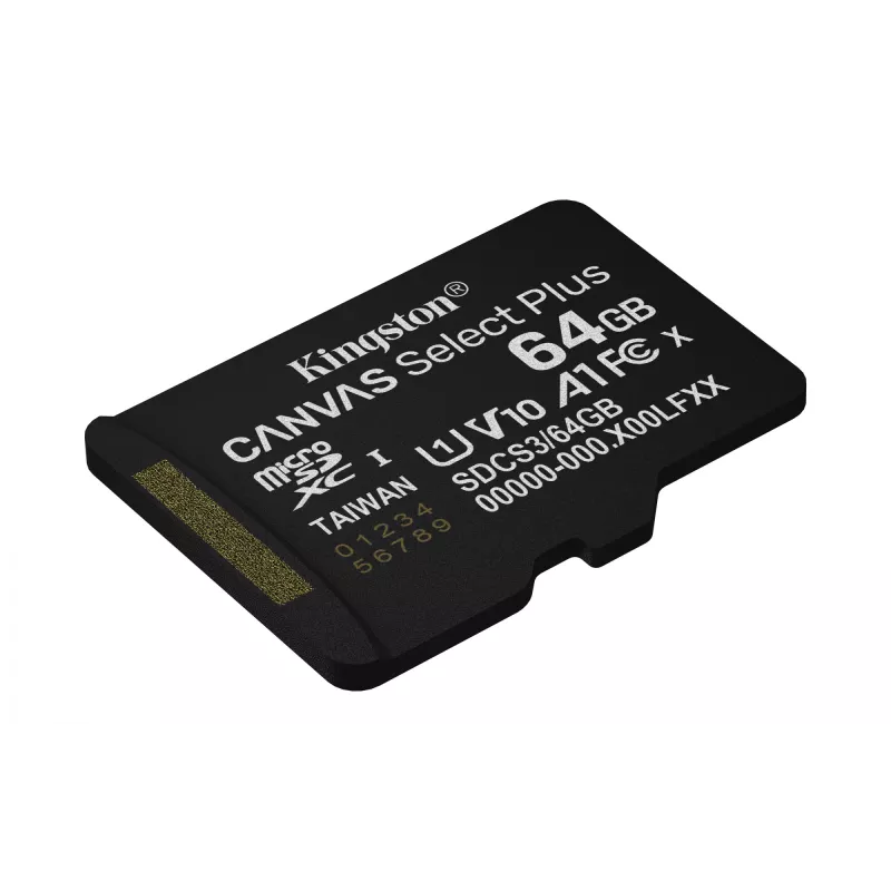 Kingston Technology 64GB micSDXC Canvas Select Plus Gen3 100R A1 Einzelpackung w/o ADP