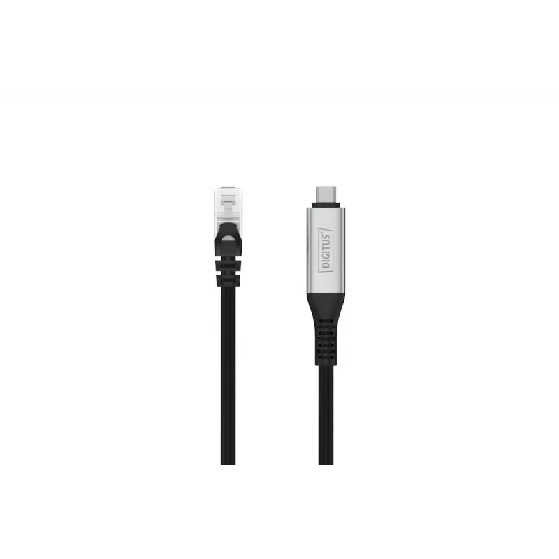DIGITUS USB-C 3.2 Gen1 - RJ45 Ethernet-Kabel - CAT6a S/FTP Schwarz - 2m