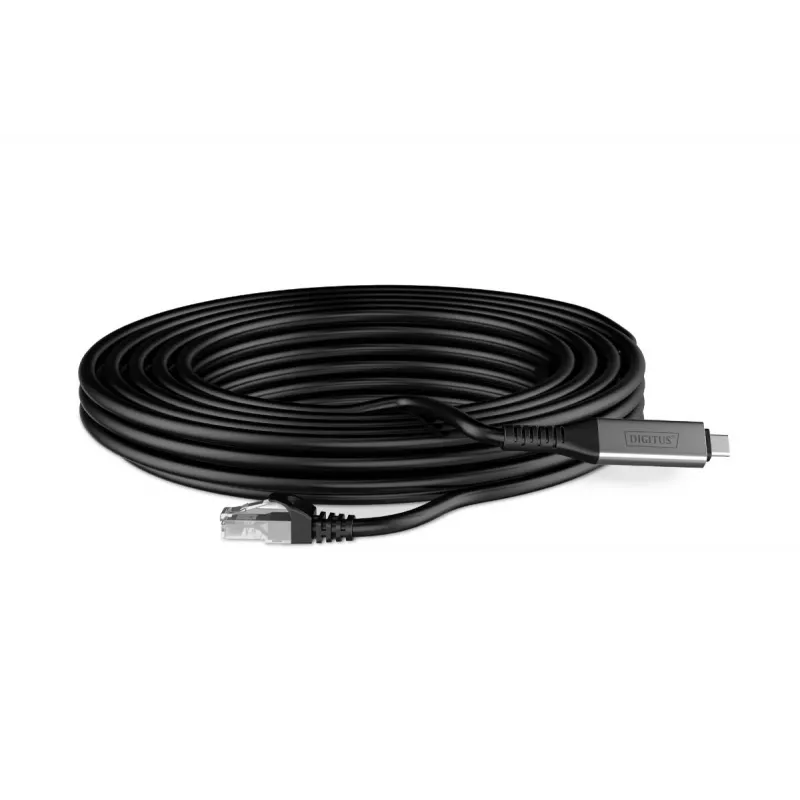 DIGITUS USB-C 3.2 Gen1 - RJ45 Ethernetkabel - CAT6a S/FTP Schwarz - 5m
