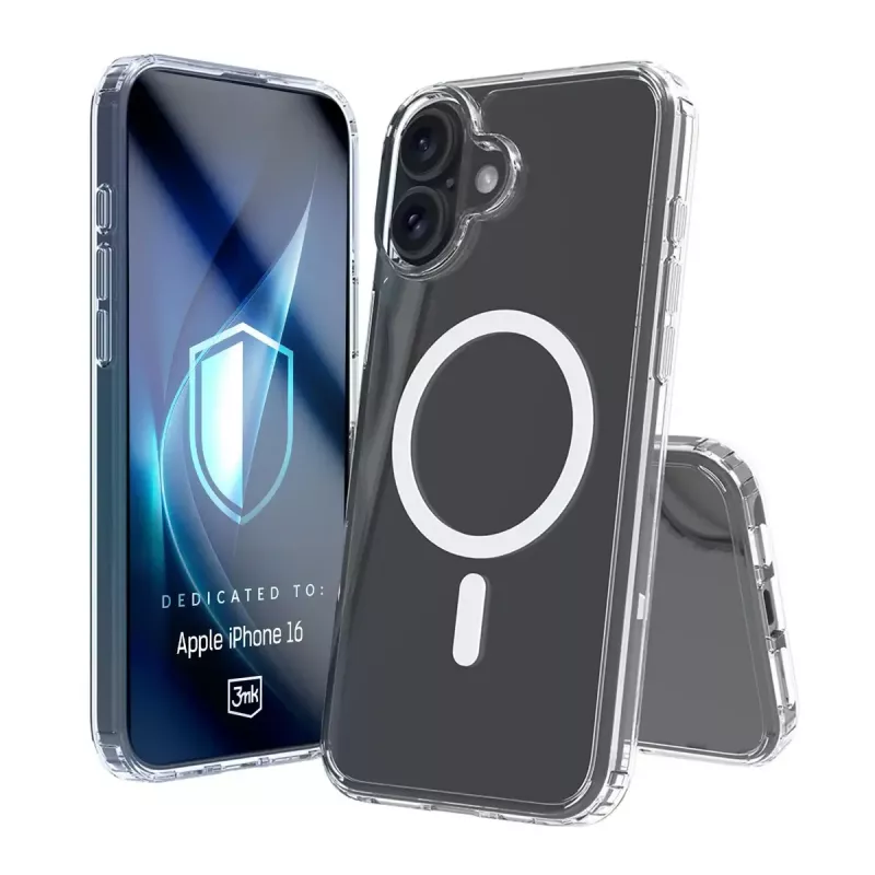 Cover Handyhülle 3MK Armor MagCase für iPhone 16, 6,1 Zoll (15,5 cm), transparent, PC+TPU