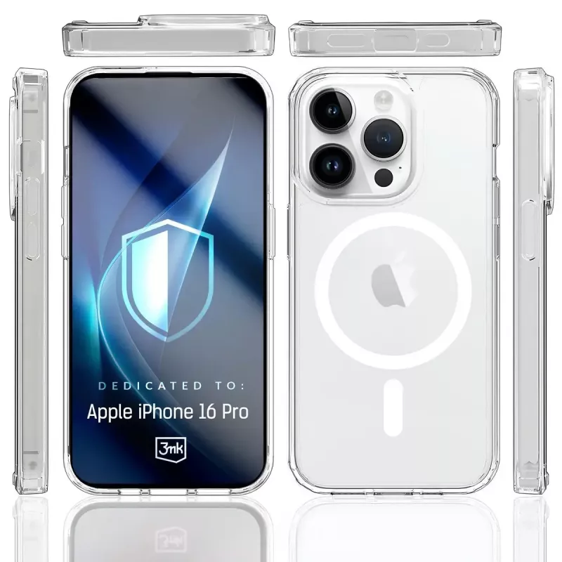Handyhülle 3MK Armor MagCase für iPhone 16 Pro, transparent, für 16 cm (6,3 Zoll) Display, PC+TPU