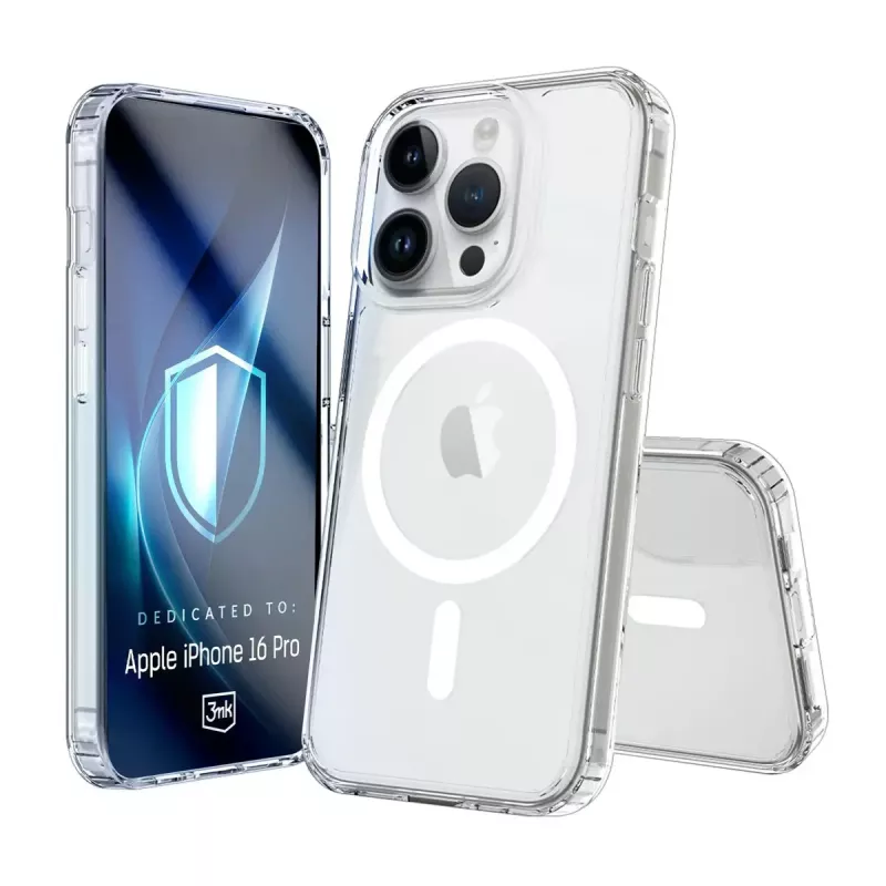 Handyhülle 3MK Armor MagCase für iPhone 16 Pro, transparent, für 16 cm (6,3 Zoll) Display, PC+TPU