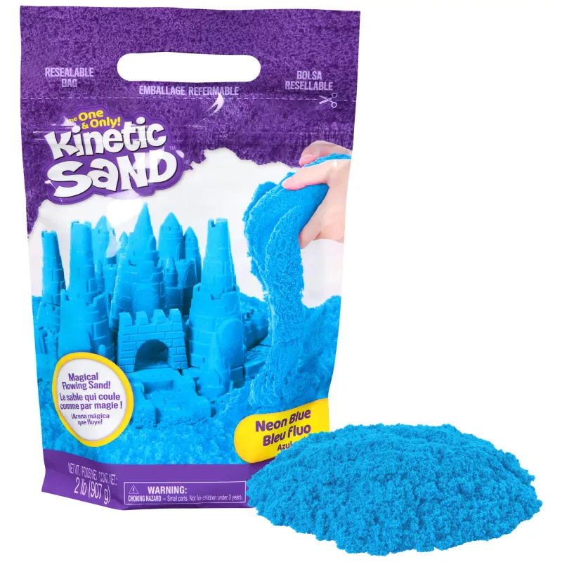 Kinetic Sand, 2 Pfund blauer Spielsand, formbare sensorische Spielzeuge für Kinder, wiederverschließbarer Beutel (Verpackung kann variieren), für Kinder ab 3 Jahren