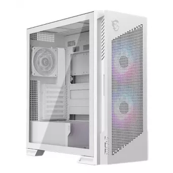 PC-Gehäuse MSI MPG VELOX 300R AIRFLOW PZ Midi Tower Weiß — ATX/EATX/MicroATX/Mini-ITX, 1×3,5 Zoll, 4×2,5 Zoll, 2×USB 3.2 Gen1, Seitenfenster