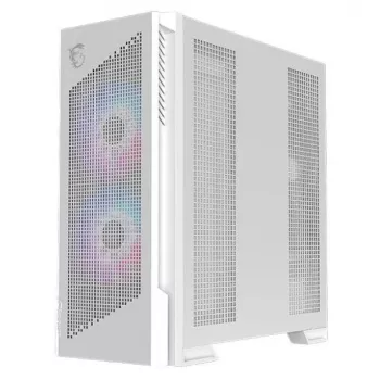 PC-Gehäuse MSI MPG VELOX 300R AIRFLOW PZ Midi Tower Weiß — ATX/EATX/MicroATX/Mini-ITX, 1×3,5 Zoll, 4×2,5 Zoll, 2×USB 3.2 Gen1, Seitenfenster