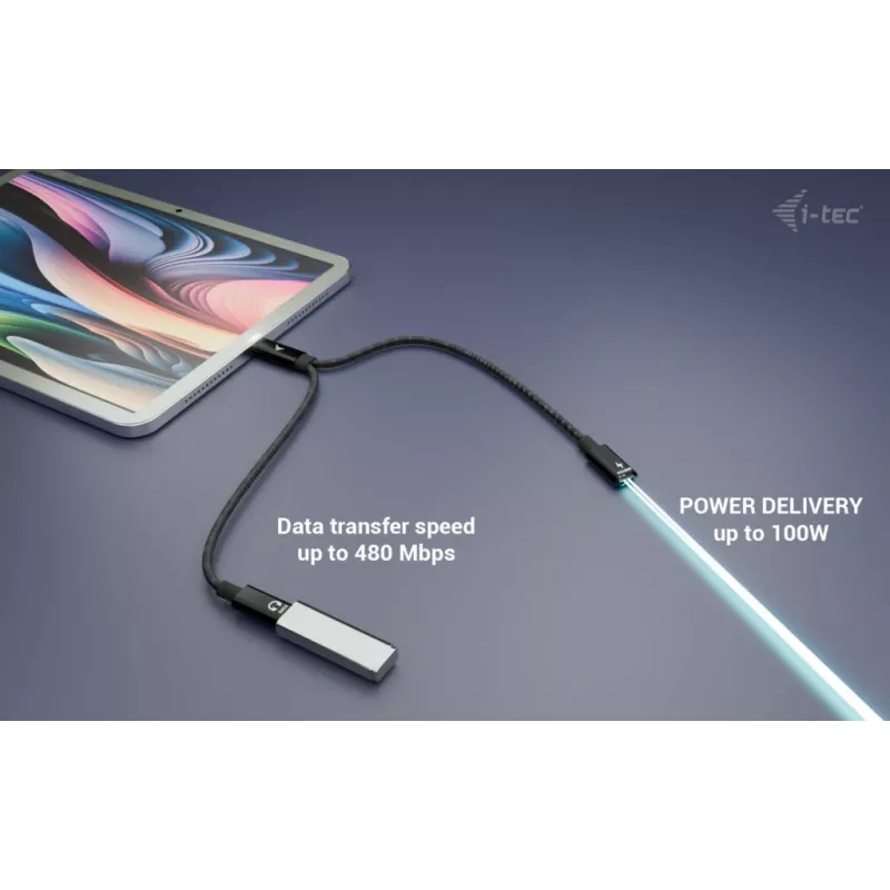 i-tec USB-C-Kabel-Splitter Audio/Daten + Power Delivery 100 W