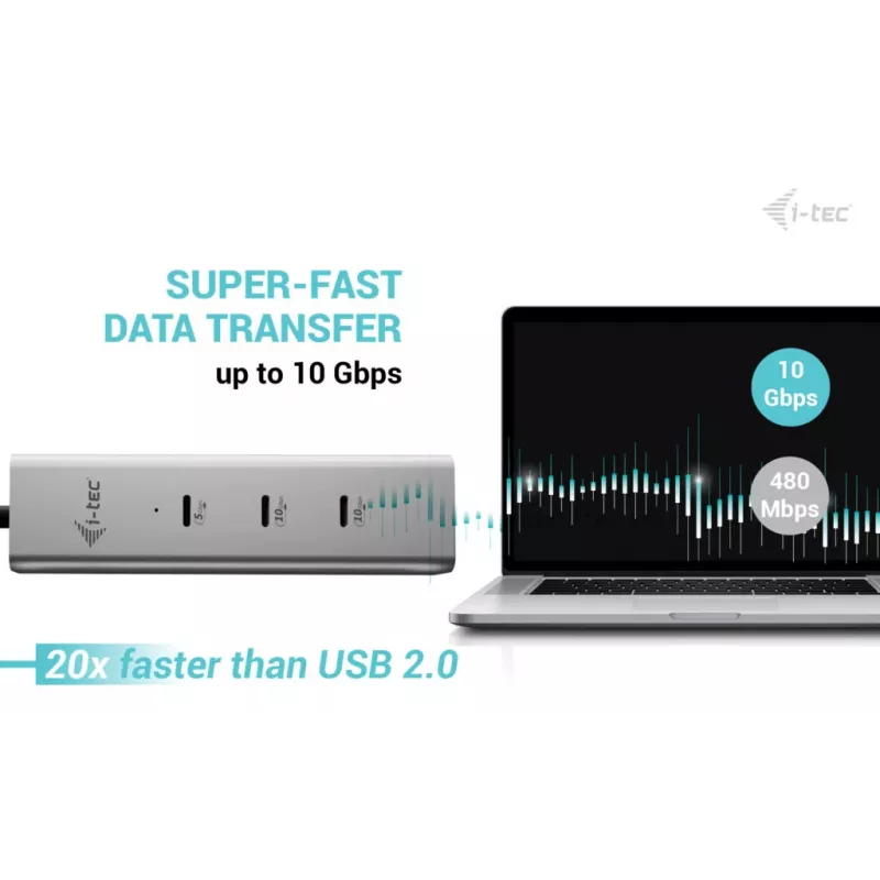 i-tec Metal USB-C Charging HUB 5-Port mit USB-C Video 8K + Power Delivery 85W