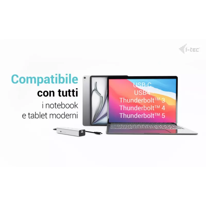 i-tec Metal USB-C Charging HUB 5-Port mit USB-C Video 8K + Power Delivery 85W