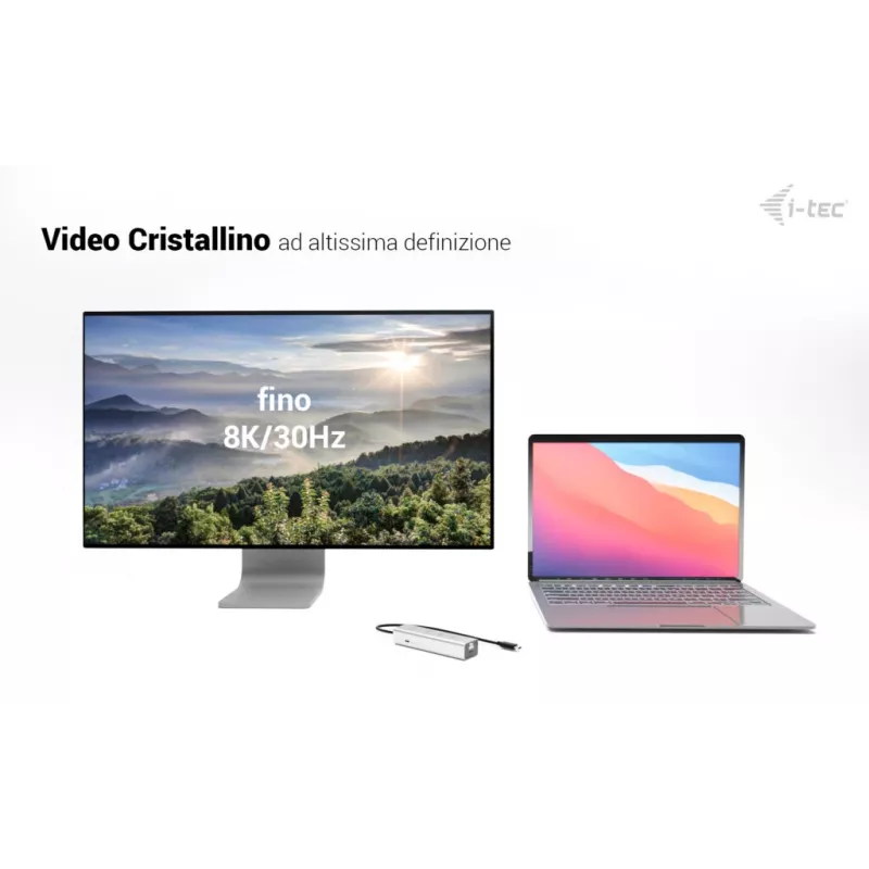 i-tec Metal USB-C Charging HUB 5-Port mit USB-C Video 8K + Power Delivery 85W