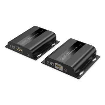 DIGITUS HDMI IP Extender Set - 4K/60Hz 120/200 m, Eins-zu-Viele, CAT, Schwarz