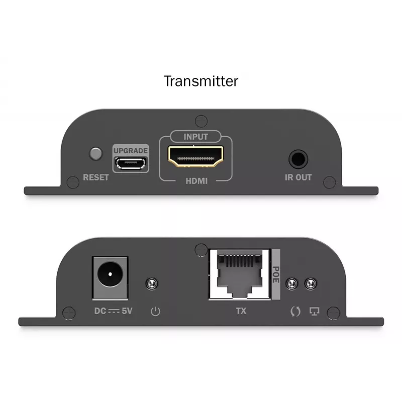 DIGITUS HDMI IP Extender Set - 4K/60Hz 120/200 m, PoE, One-to-Many, CAT, Schwarz